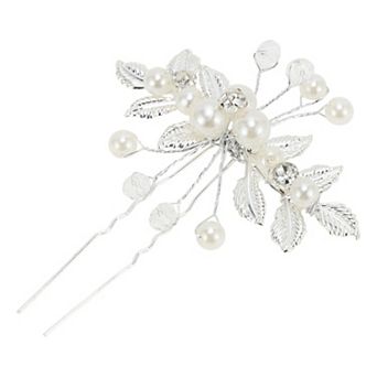 3.15"x2.76" U-shaped Faux Pearls Decorative Hairpin for Women 1 pc