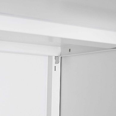 Metal Double Door Printer Cabinet with Wheels Adjustable Shelf Mobile Storage Cabinet