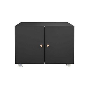 Metal Double Door Printer Cabinet with Wheels Adjustable Shelf Mobile Storage Cabinet