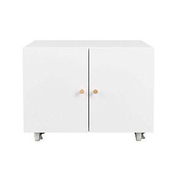 Metal Double Door Printer Cabinet with Wheels Adjustable Shelf Mobile Storage Cabinet