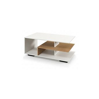 Rectangular Coffee Table With 3 tier Storage Shelf For Living Room