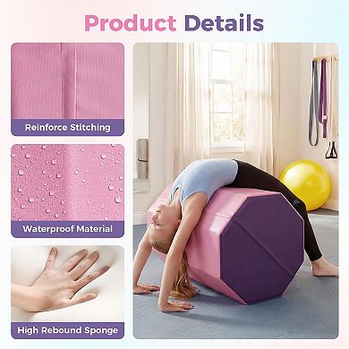 Octagon Tumbling Mat for Kids Skill Development, High-Density Foam Back Handspring Trainer
