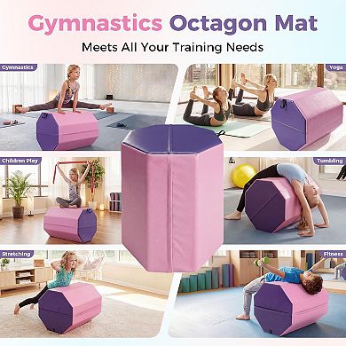 Octagon Tumbling Mat for Kids Skill Development, High-Density Foam Back Handspring Trainer