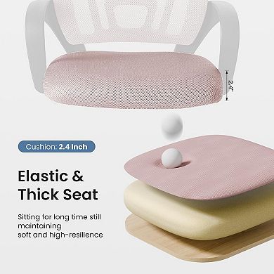 Ergonomic Mid Back Office Chair with Lumbar Support, Mesh Desk Chair with Fixed Armrests