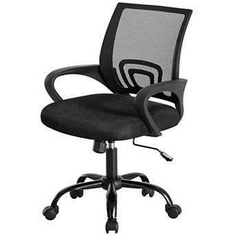 YIORTWO Ergonomic Mid Back Office Chair with Lumbar Support, Mesh Desk Chair with Fixed Armrests