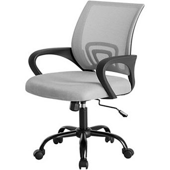 YIORTWO Ergonomic Mid Back Office Chair with Lumbar Support, Mesh Desk Chair with Fixed Armrests