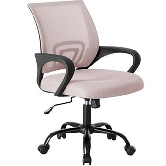 YIORTWO Ergonomic Mid Back Office Chair with Lumbar Support, Mesh Desk Chair with Fixed Armrests