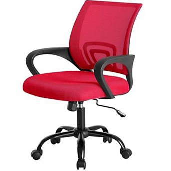 Ergonomic Mid Back Office Chair with Lumbar Support, Mesh Desk Chair with Fixed Armrests