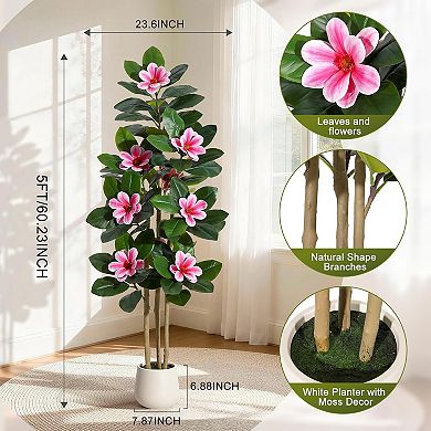 60" Faux Rubber Tree with Real Touch Leaves