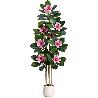 60" Faux Rubber Tree with Real Touch Leaves