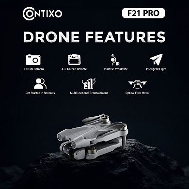 Contixo F21 Pro Foldable Drone, 4.3" Screen Remote, Obstacle Avoidance, Brushless, 2 Batteries