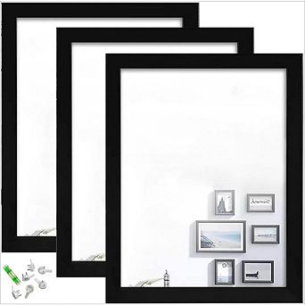 Zoulao Set of 3 Black 8.5x11 Picture Frames, Shatter-Resistant Glass, Wall or Tabletop