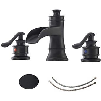 Classic Retro Style 8 in Widespread Double Handle Bathroom Faucet with Drain Kit Included