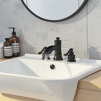 Classic Retro Style 8 in. Widespread Double Handle Bathroom Faucet with Drain Kit Included