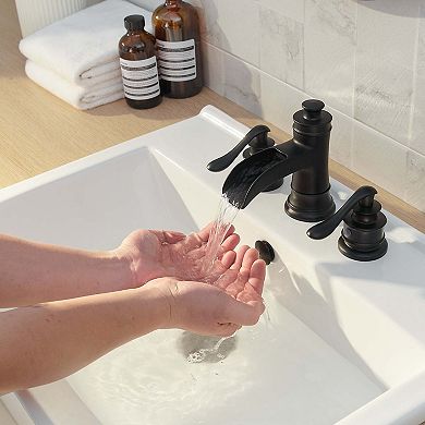 Classic Retro Style 8 in. Widespread Double Handle Bathroom Faucet with Drain Kit Included