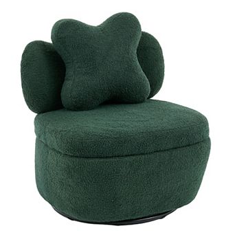 Swivel Accent Chair w/ Hidden Storage, Back, 360° Rotating Ergonomic Armchair