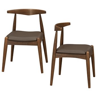 KWPZQEB Rubberwood Rustic Dining Chair Set of 2, Kitchen Chair with Faux Leather Upholstery