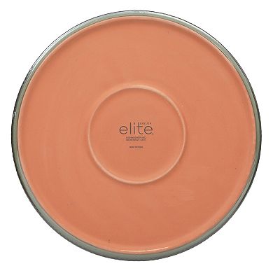 Gibson Elite 12 Piece Townscape Plates and Bowls Reactive Glaze Embossed Round Dinnerware Set