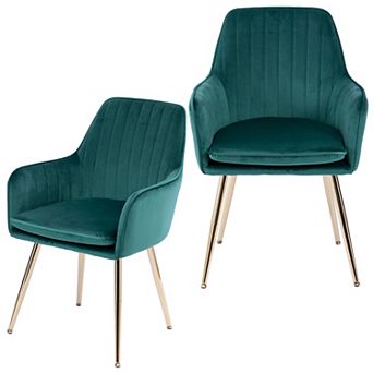 KWPZQEB Modern Dining Chair Set of 2, Comfy Upholstered Chair with Armrest for Dining Room