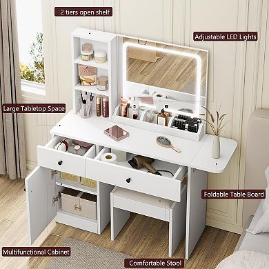 Vanity Desk with Mirror & Light