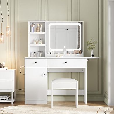 Vanity Desk with Mirror & Light