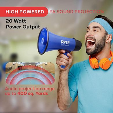 Pyle Compact Portable Megaphone Speaker with Siren Alert Mode - PMP21BL - Blue