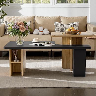 Heybly 47'' Rectangular Nesting Coffee Table Set, Sofa Table, 2-Piece Layered Tables