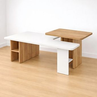 Heybly 47'' Rectangular Nesting Coffee Table Set, Sofa Table, 2 pc Layered Tables