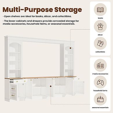 Trikiousd 106" Farmhouse Arched TV Stand Wall Unit with Storage for TVs Up to 70"