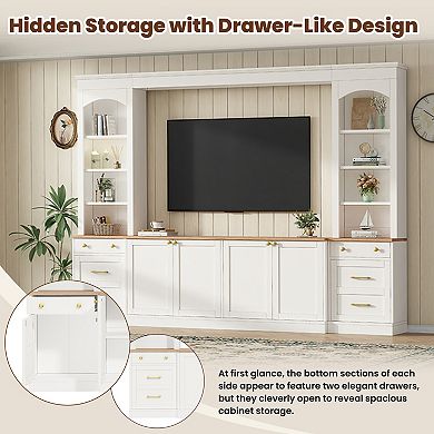 Trikiousd 106" Farmhouse Arched TV Stand Wall Unit with Storage for TVs Up to 70"