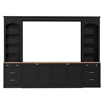 Trikiousd 106" Farmhouse Arched TV Stand Wall Unit with Storage for TVs Up to 70"