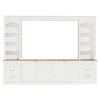 Trikiousd 106" Farmhouse Arched TV Stand Wall Unit with Storage for TVs Up to 70"