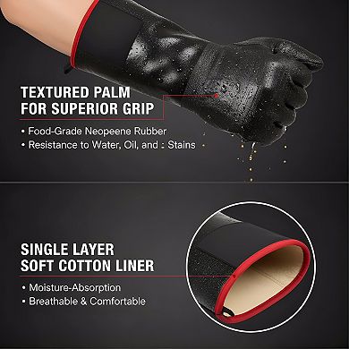 Heat Resistant BBQ Gloves 17" XL, Waterproof Oil Proof for Grilling Smoking