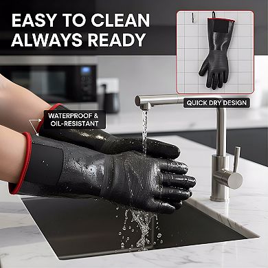 Heat Resistant BBQ Gloves 17" XL, Waterproof Oil Proof for Grilling Smoking