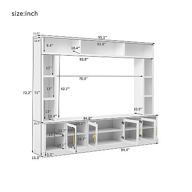 Trikiousd All-in-One Entertainment Center with TV Stand, Shelves, and Wine Storage