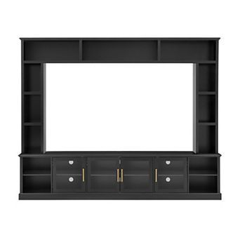 Trikiousd All-in-One Entertainment Center with TV Stand, Shelves, and Wine Storage