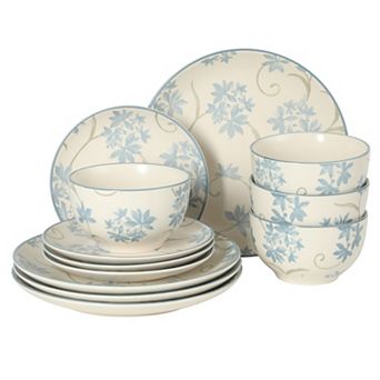 Gibson Home Admiral Hall 12 pc Matte Stoneware Pates and Bowls Durable Everyday Dinnerware Set