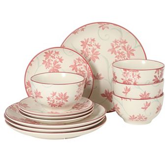 Gibson Home Admiral Hall 12 pc Matte Stoneware Pates and Bowls Durable Everyday Dinnerware Set