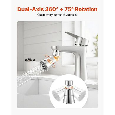 5-Mode Rotating Faucet Aerator with 360° Swivel for Kitchen and Bathroom Sinks