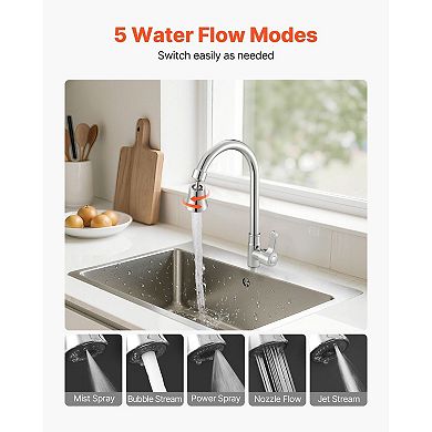 5-Mode Rotating Faucet Aerator with 360° Swivel for Kitchen and Bathroom Sinks