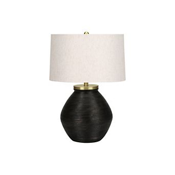 Lighting Table Lamp Black Concrete Ivory Cream Shade Contemporary