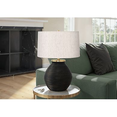Lighting Table Lamp Black Concrete Ivory Cream Shade Contemporary