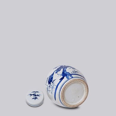 Porcelain Three Friends Round Storage Jar