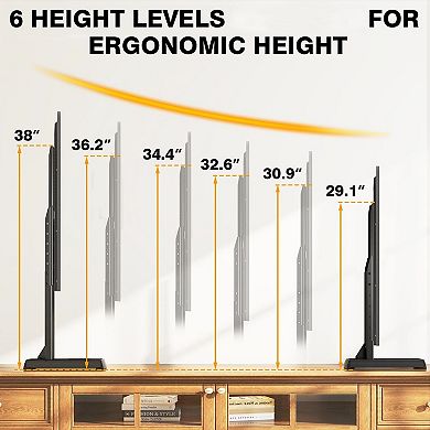 Adjustable TV Stand for 37-86" TVs, 150lbs Capacity, VESA 800x600mm, Anti-Wobble, Cable Management