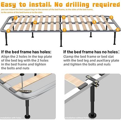 Great Ambitions Adjustable Bed Legs 7.08-12.6", Heavy Duty Metal Support for Frame/Center Slat,4 Pcs