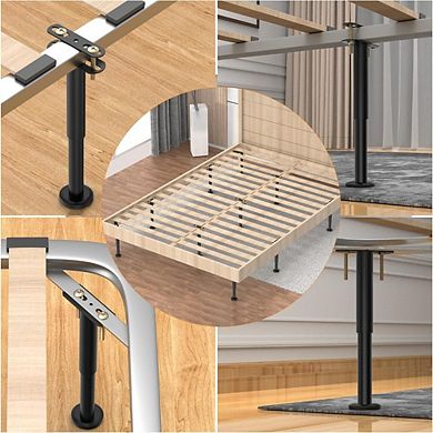 Great Ambitions Adjustable Bed Legs 7.08-12.6", Heavy Duty Metal Support for Frame/Center Slat,4 Pcs