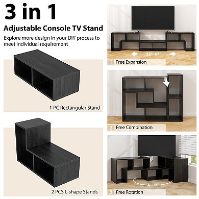 Adjustable Tv Stand With Shelves for Tvs Up to 65 Inch
