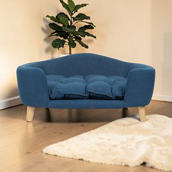Heybly Mid-Century Dog Bed with Plush Tufted Cushion and Birch Wood Legs, Fabric Pet Sofa Bed