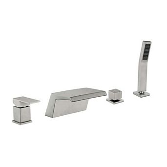 2-Handle Tub Mount Waterflow Spout Roman Tub Faucet with Hand Shower