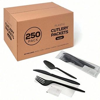 Disposable Cutlery Kits with Napkin Salt Pepper for Grab-and-Go Meals